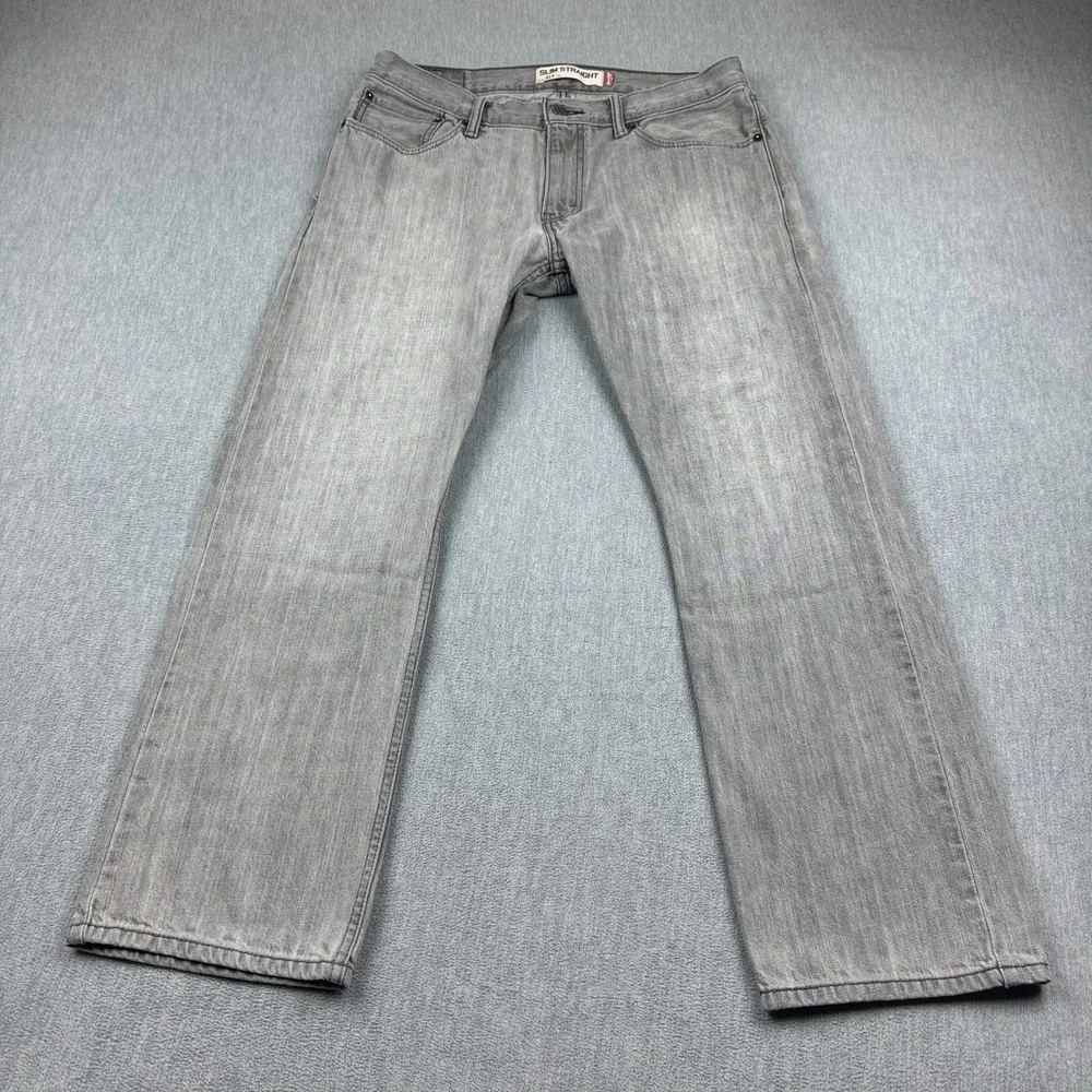 Levis 514 Jeans Men 34x30 Gray Slim Straight Fit Classic Pockets Stretch Zip Fly